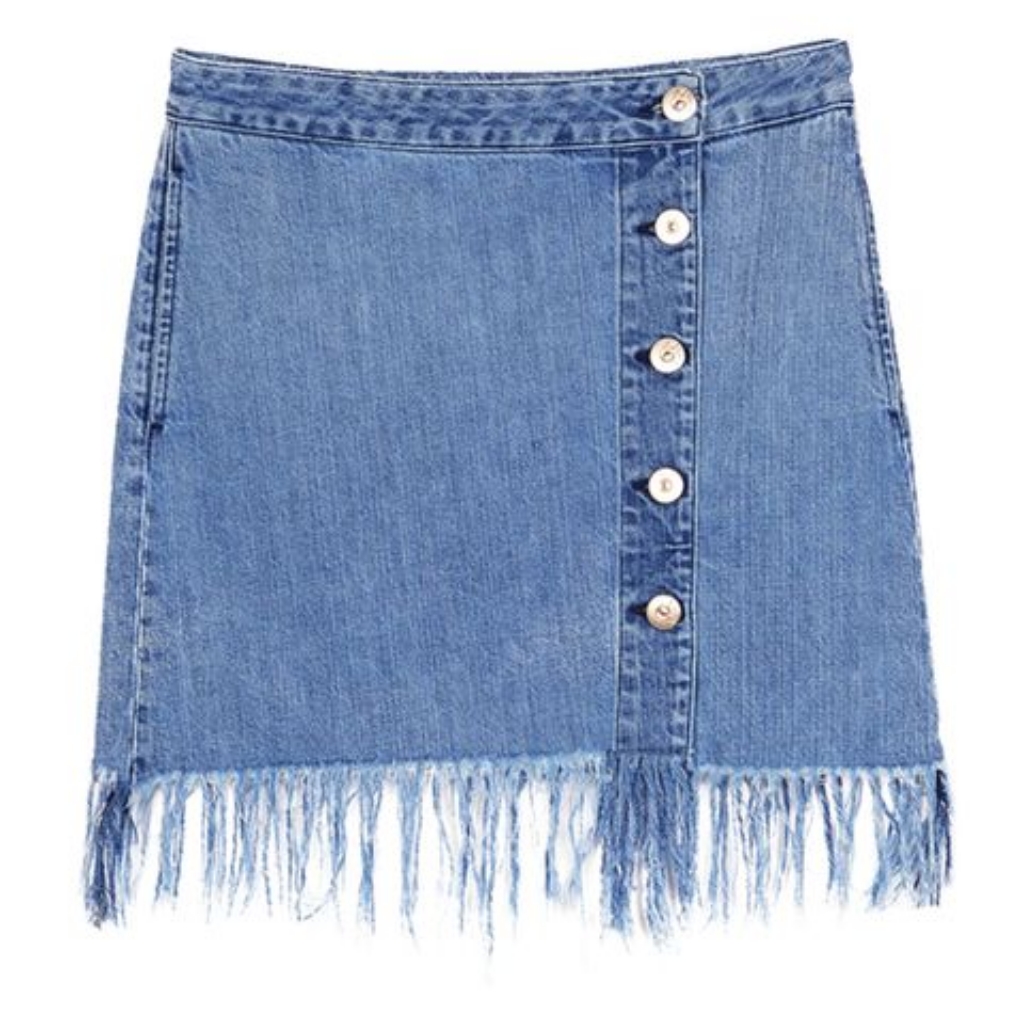 3x1 Nyc Asymmetrical Fringe Captain Blue Jean Mini Skirt 100% Cotton Size Large